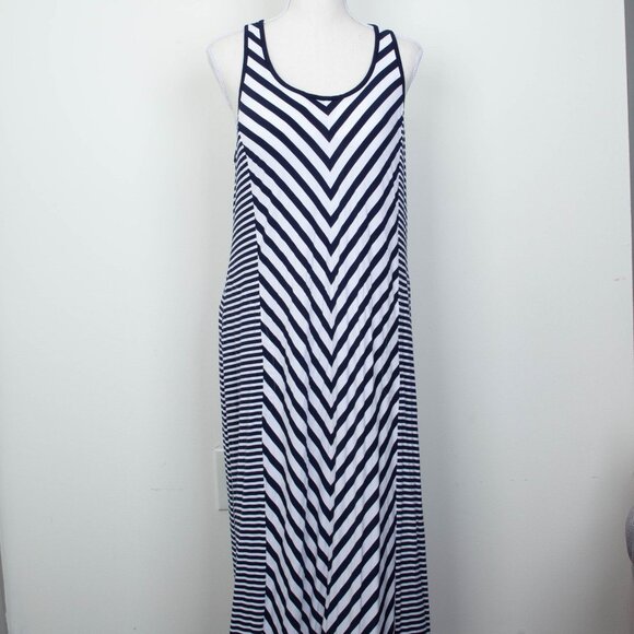 Soma Womens Weekend Striped Soft Jersey Maxi Dress Size L Stretch Vacation - Picture 1 of 8